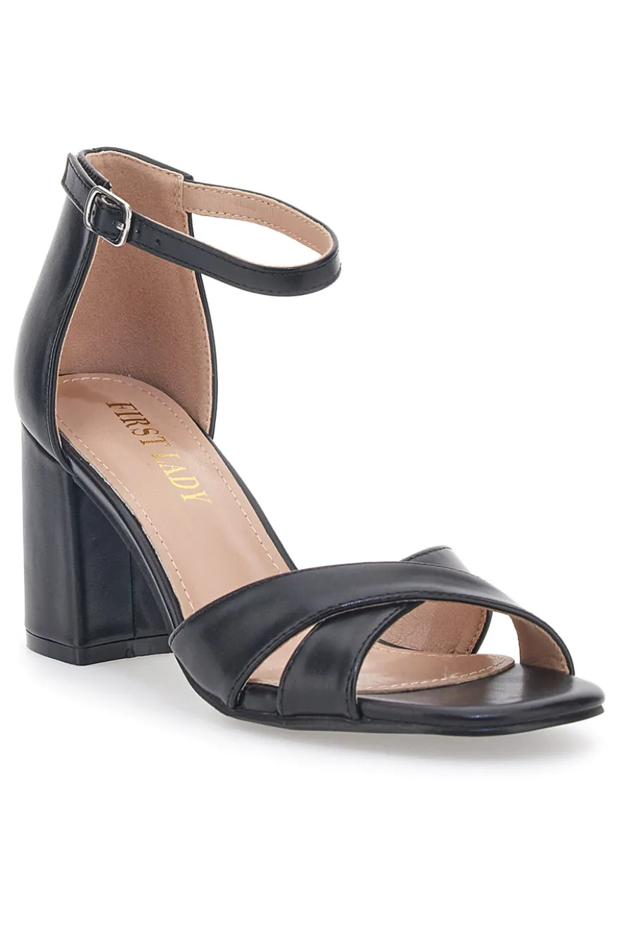 Schwarze First Lady-Sandalen mit Absatz 410