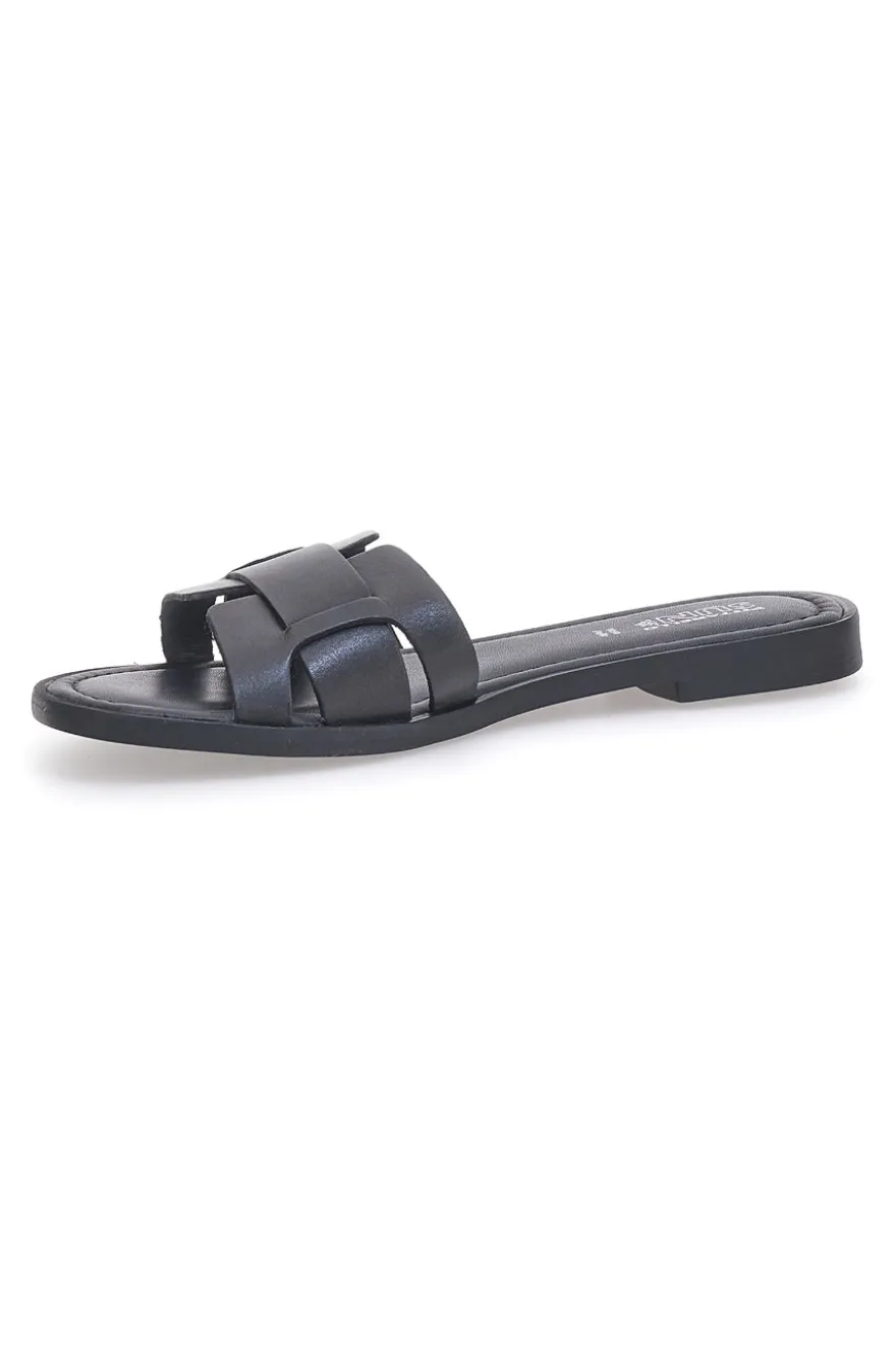 Schwarze flache Hausschuhe aus echtem Leder PITTARELLO SUN A6410104