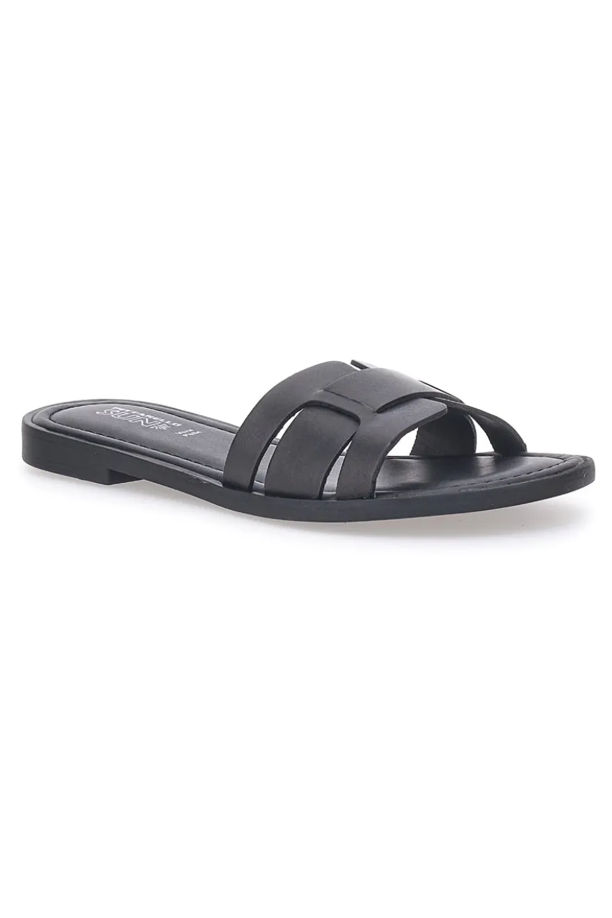 Schwarze flache Hausschuhe aus echtem Leder PITTARELLO SUN A6410104