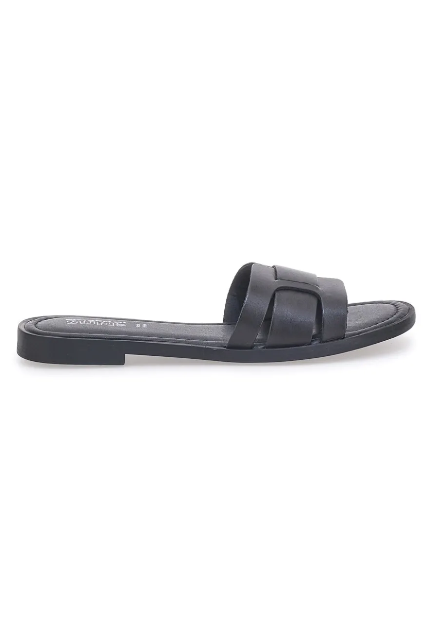 Schwarze flache Hausschuhe aus echtem Leder PITTARELLO SUN A6410104