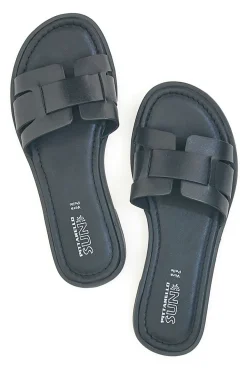 Schwarze flache Hausschuhe aus echtem Leder PITTARELLO SUN A6410104