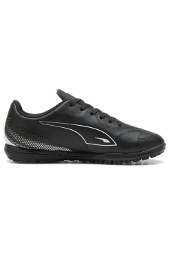 Schwarze Fußballschuhe mit Puma Vitoria II TT Turf-Sohle für Kinder