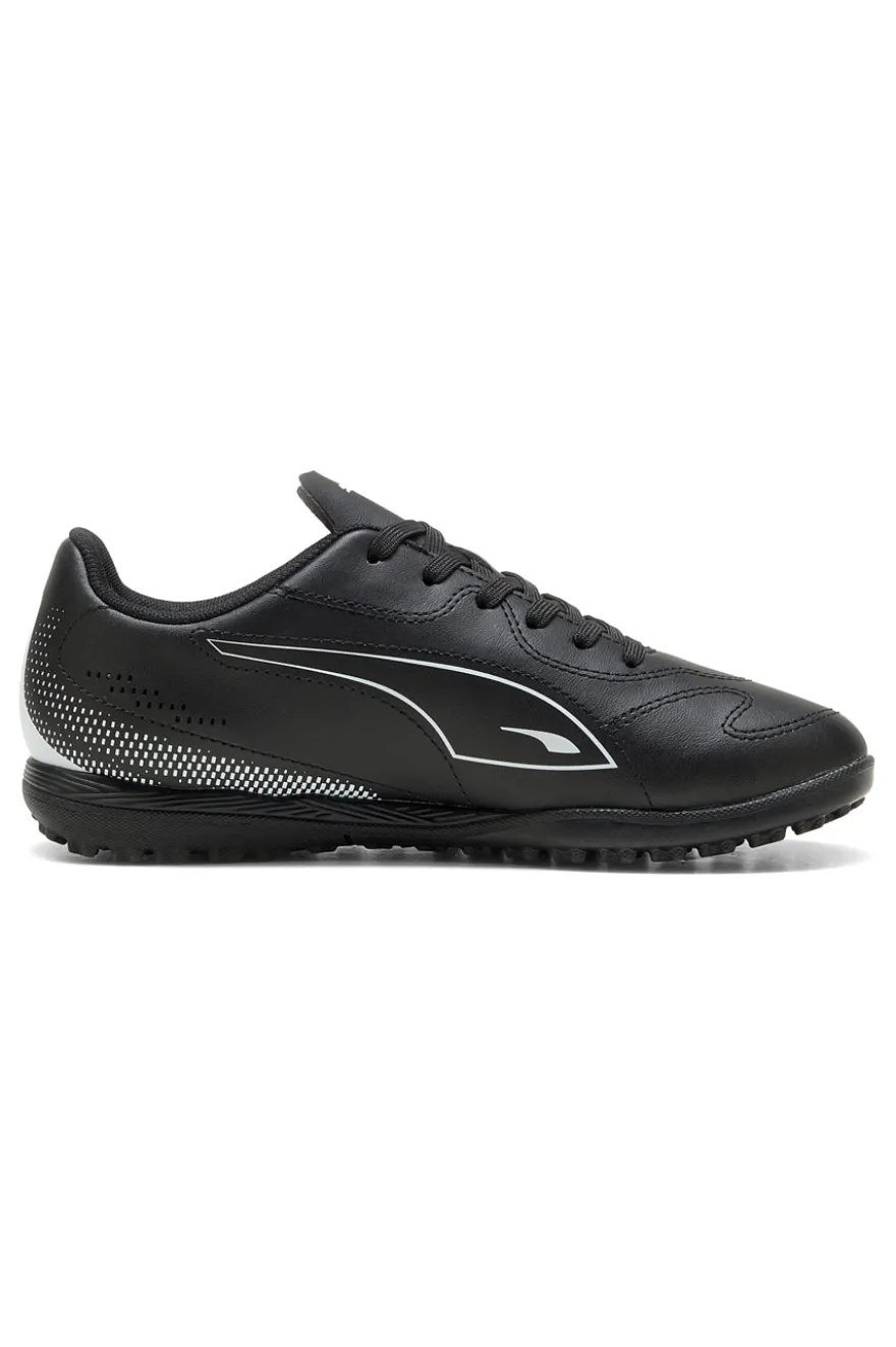 Schwarze Fußballschuhe mit Puma Vitoria II TT Turf-Sohle für Kinder