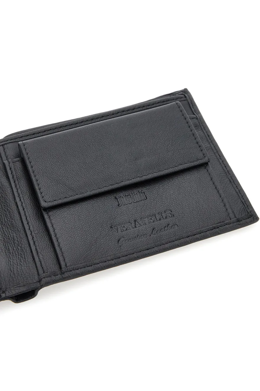Schwarze Geldbörse aus echtem Leder Jaguar PF830-1