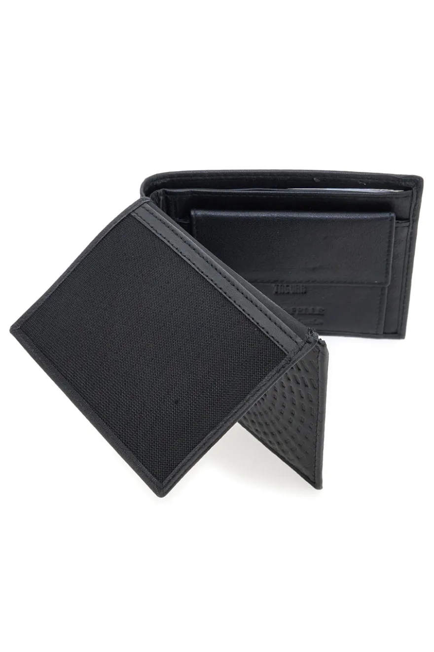Schwarze Geldbörse aus echtem Leder Jaguar PF830-1