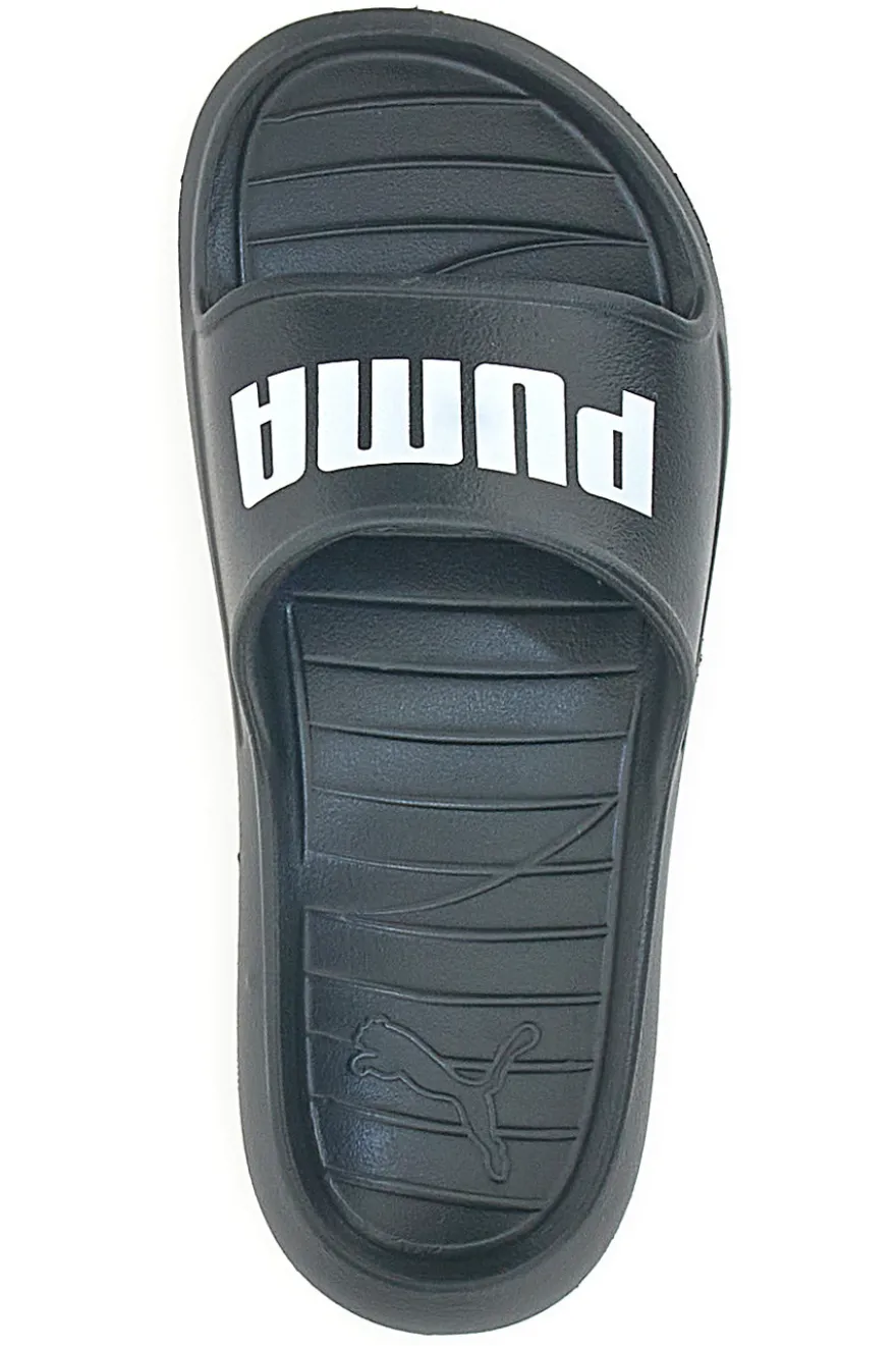 Schwarze Gummipantoffeln mit Maxi-Logo von Puma Divecat V2 Lite