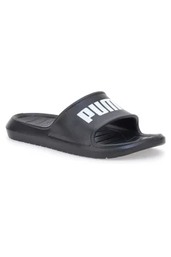 Schwarze Gummipantoffeln mit Maxi-Logo von Puma Divecat V2 Lite