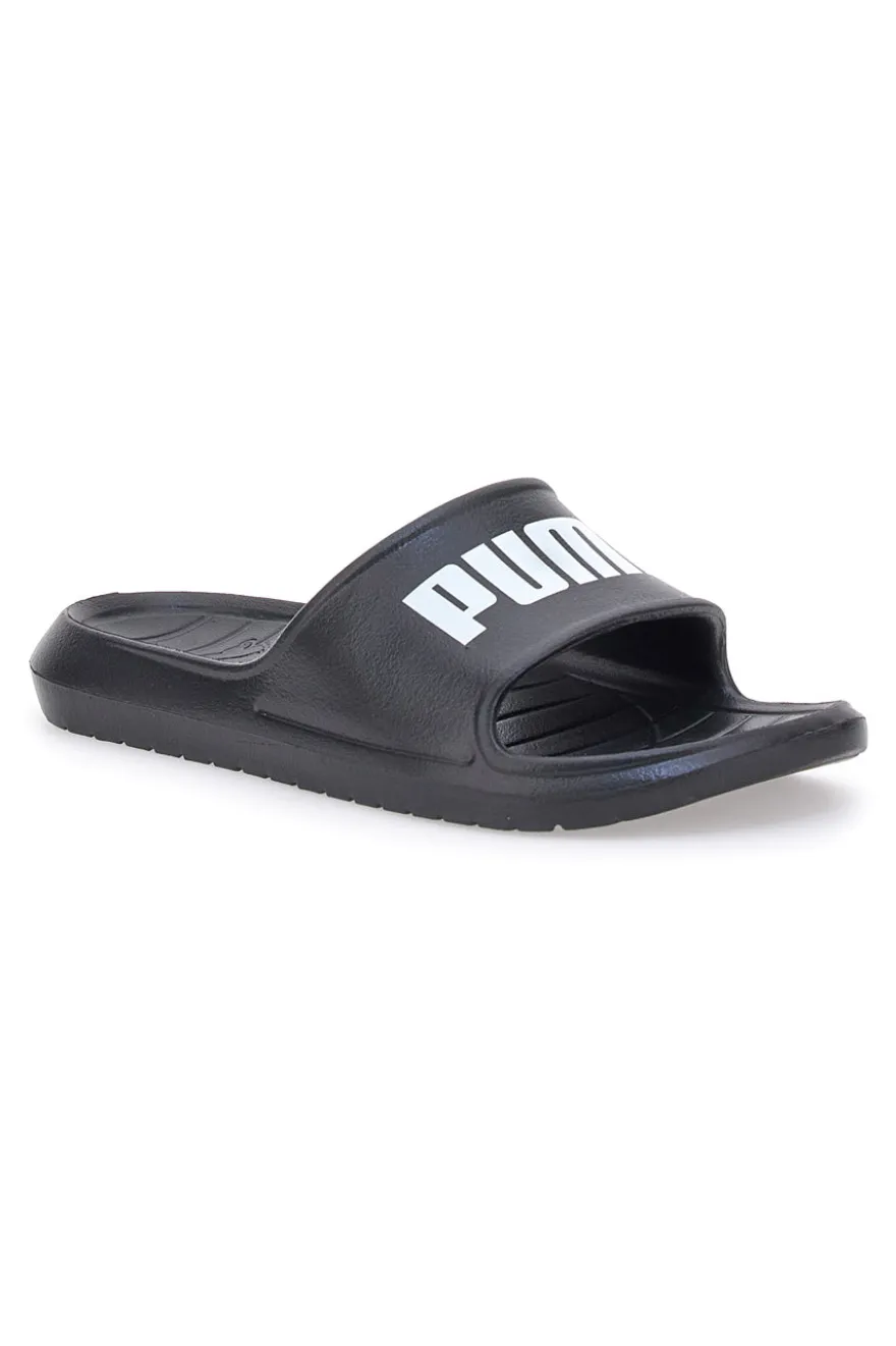 Schwarze Gummipantoffeln mit Maxi-Logo von Puma Divecat V2 Lite