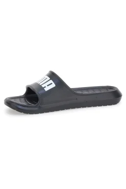 Schwarze Gummipantoffeln mit Maxi-Logo von Puma Divecat V2 Lite