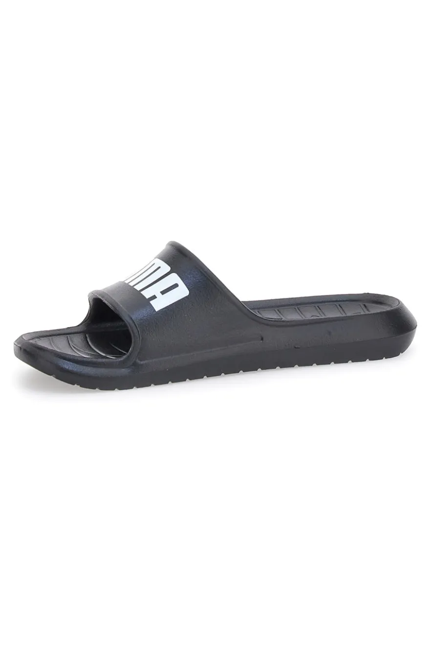 Schwarze Gummipantoffeln mit Maxi-Logo von Puma Divecat V2 Lite