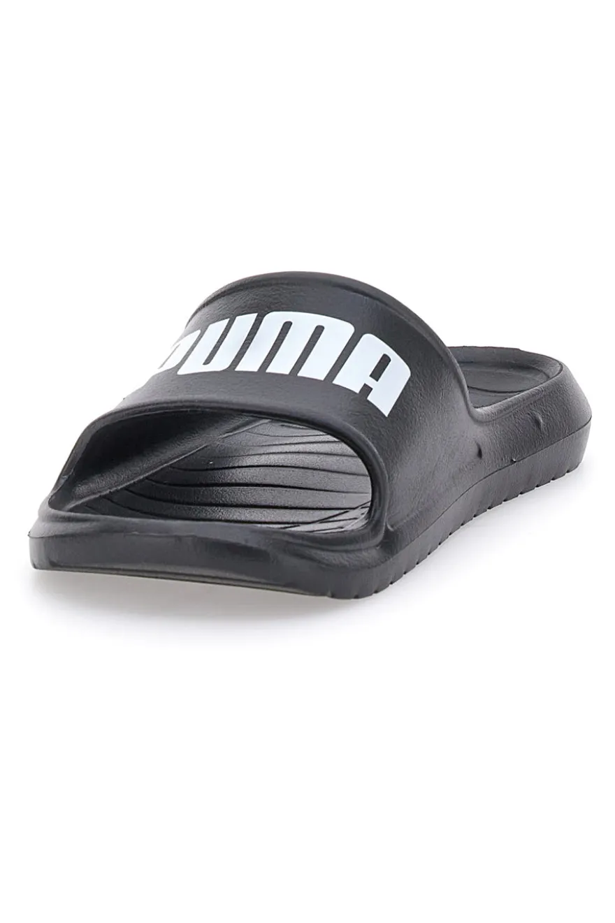 Schwarze Gummipantoffeln mit Maxi-Logo von Puma Divecat V2 Lite