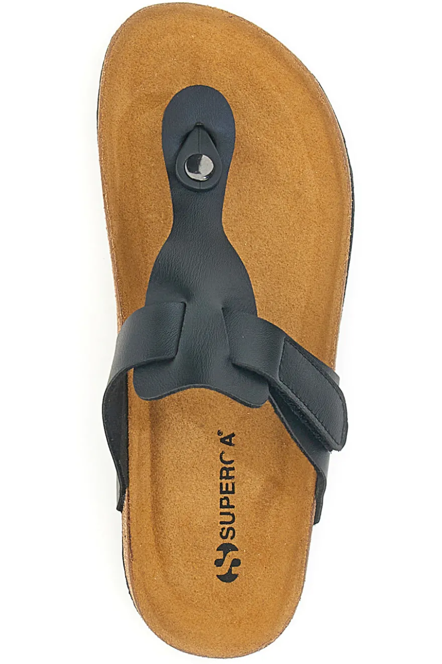 Schwarze Hausschuhe Flip Flops mit vorgeformter Innensohle Superga S31C370