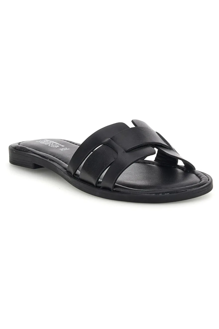 Schwarze Hausschuhe mit geflochtenen Riemen Pittarello Sonne TIMA641