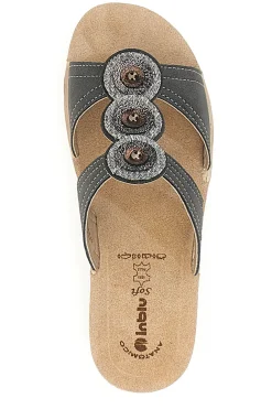Schwarze Hausschuhe mit Keilabsatz und verchromten Details Inblu 60 GL