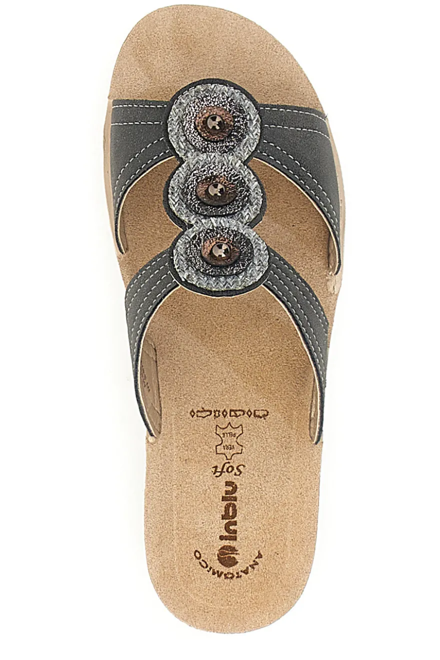 Schwarze Hausschuhe mit Keilabsatz und verchromten Details Inblu 60 GL