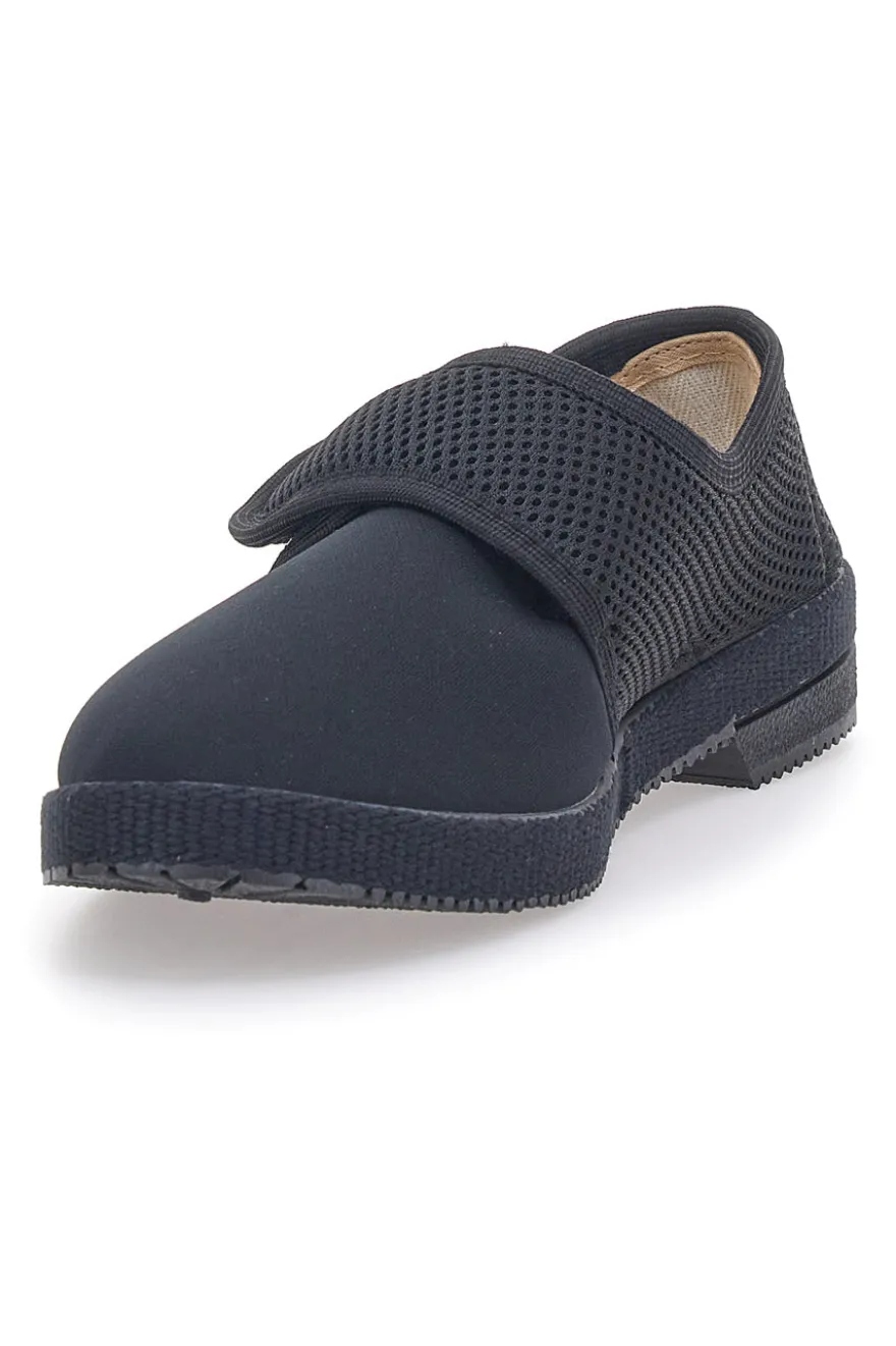 Schwarze Hausschuhe mit Klettverschluss Terry 20