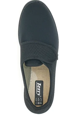 Schwarze Hausschuhe mit Klettverschluss Terry 20