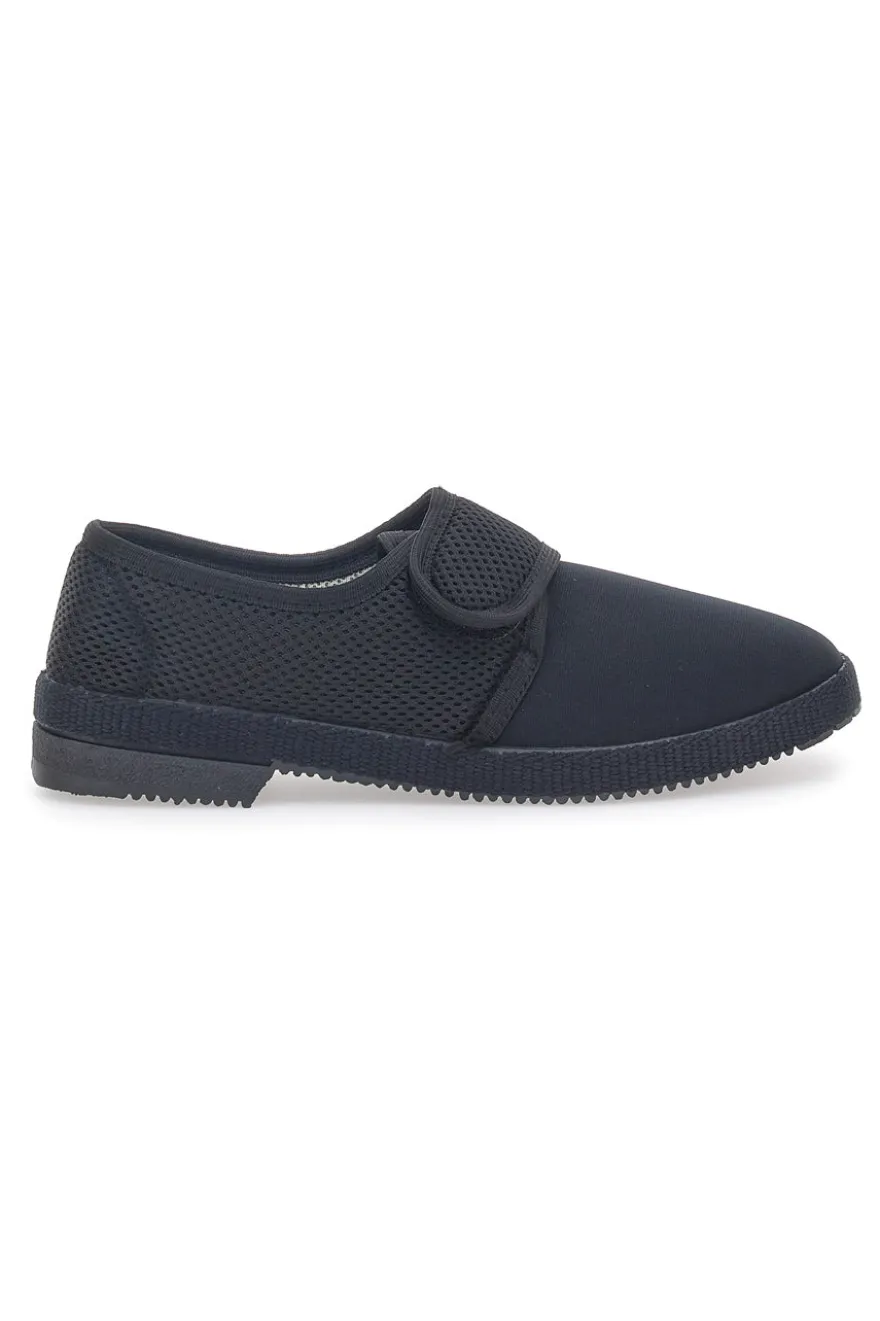 Schwarze Hausschuhe mit Klettverschluss Terry 20