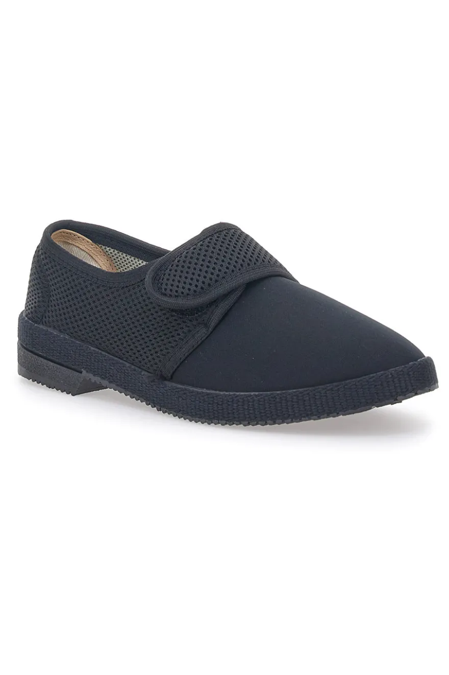 Schwarze Hausschuhe mit Klettverschluss Terry 20