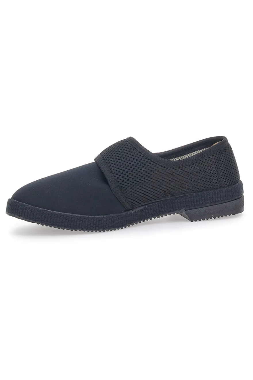 Schwarze Hausschuhe mit Klettverschluss Terry 20