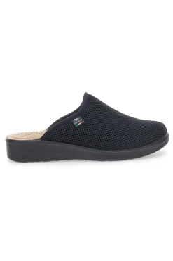 Schwarze Hausschuhe mit Lederfußbett, hergestellt in Italien, Fly Flot 83368