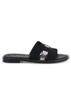 Schwarze Hausschuhe mit Metallic-Einsätzen Plocadi MAT16