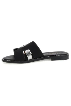 Schwarze Hausschuhe mit Metallic-Einsätzen Plocadi MAT16