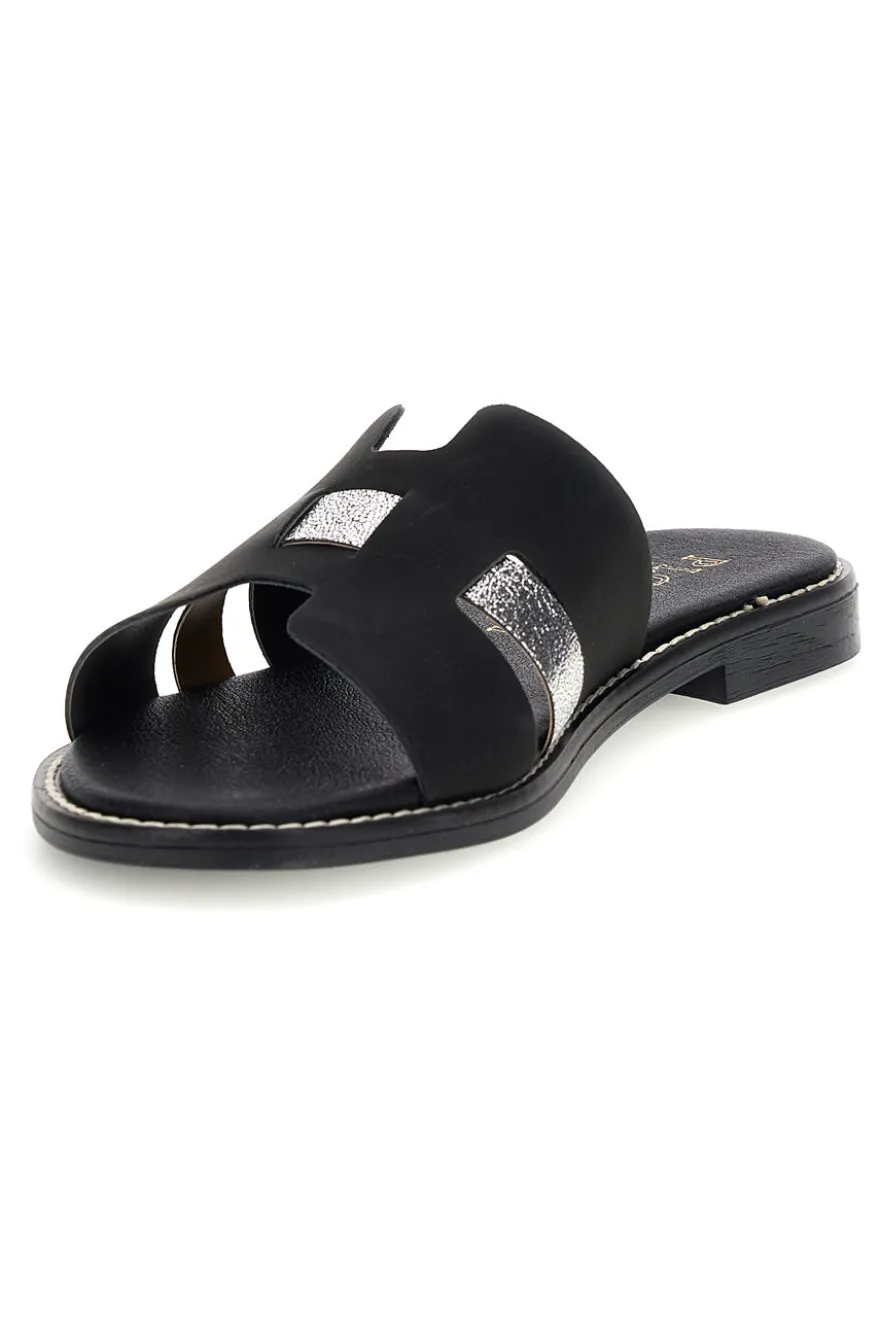 Schwarze Hausschuhe mit Metallic-Einsätzen Plocadi MAT16