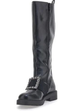 Schwarze hohe Stiefel Dame Rose 845