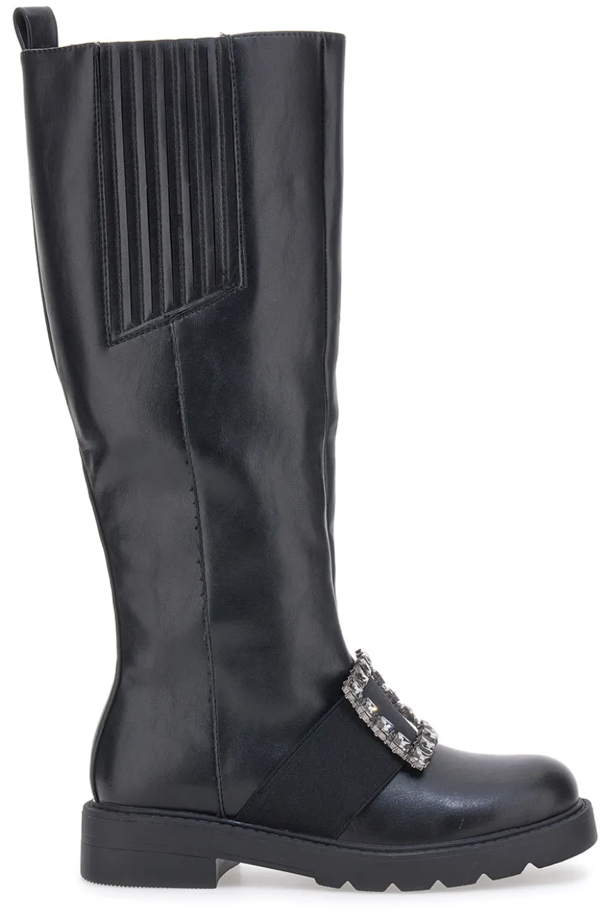 Schwarze hohe Stiefel Dame Rose 845