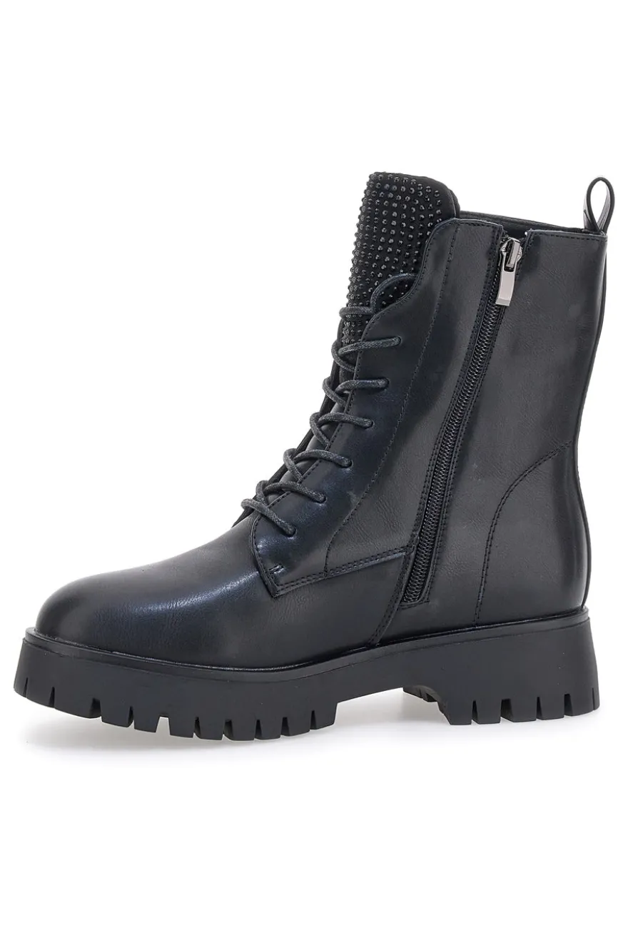 Schwarze Kampfstiefel mit Reißverschluss und hellen ENERGY 265-Fronten