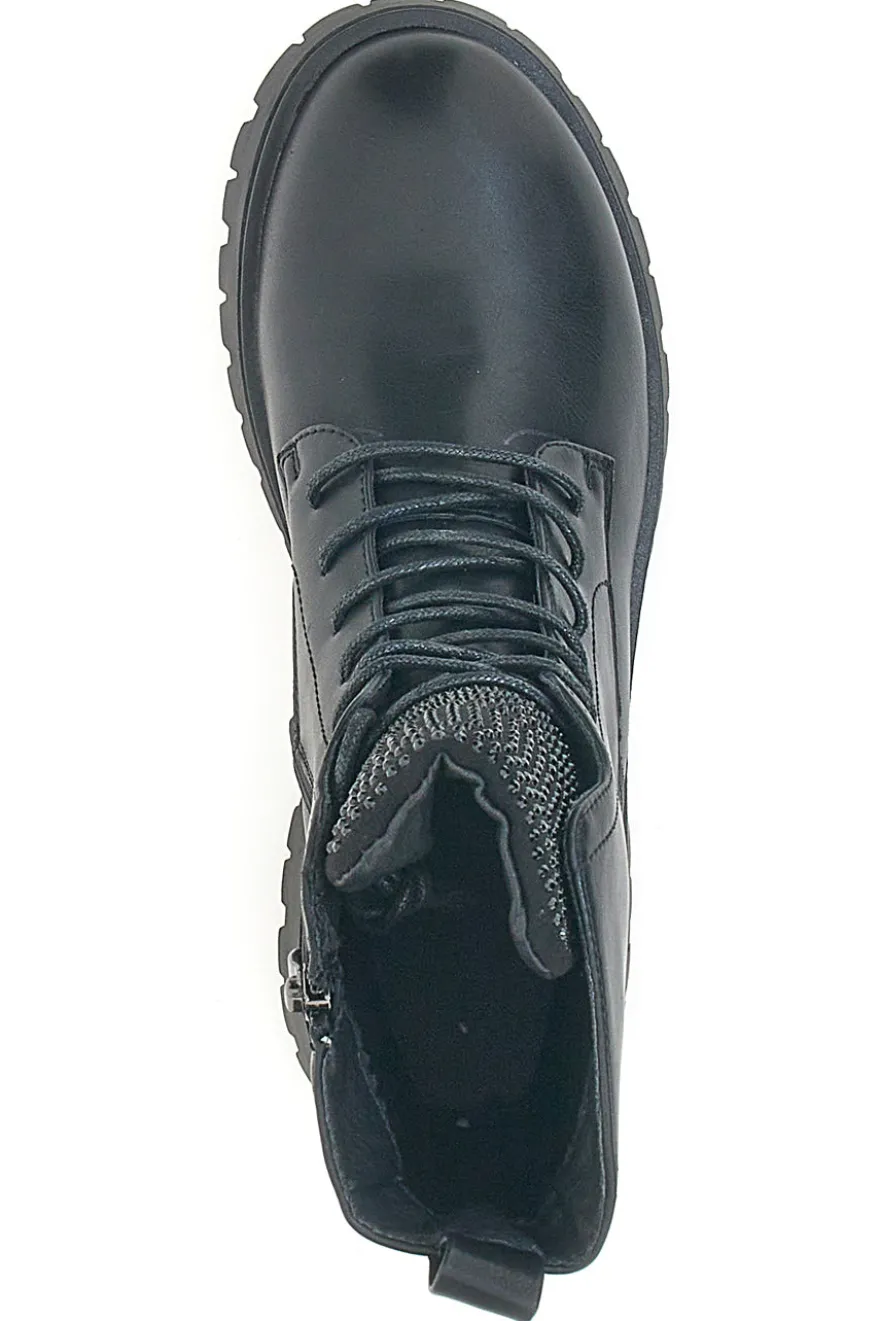 Schwarze Kampfstiefel mit Reißverschluss und hellen ENERGY 265-Fronten