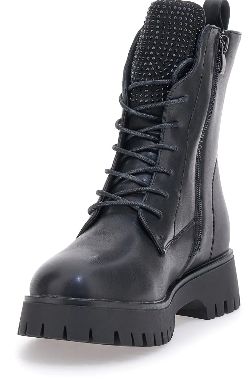 Schwarze Kampfstiefel mit Reißverschluss und hellen ENERGY 265-Fronten