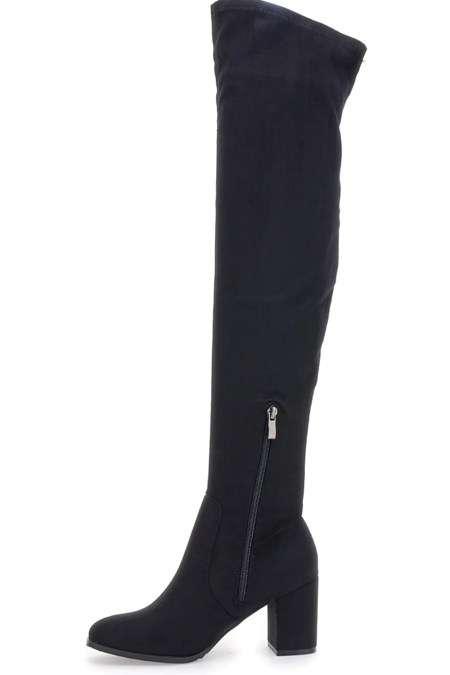 Schwarze kniehohe Stiefel LE HAVRE PARIS 1243