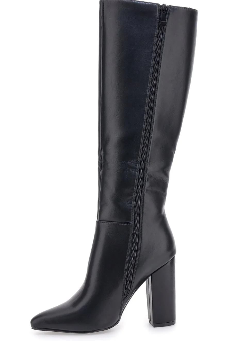 Schwarze kniehohe Stiefel mit hohem Absatz THE FIRST 500