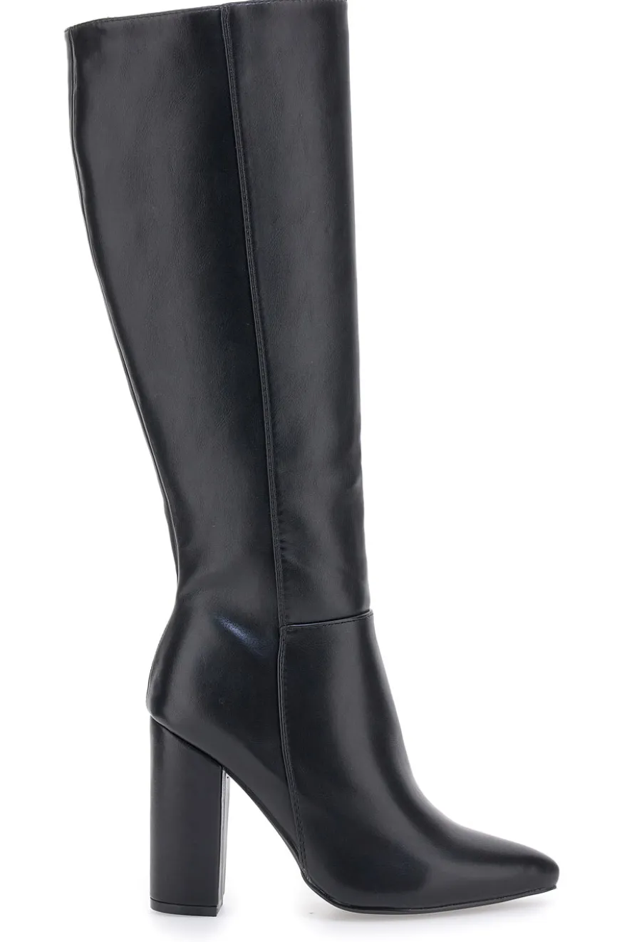 Schwarze kniehohe Stiefel mit hohem Absatz THE FIRST 500