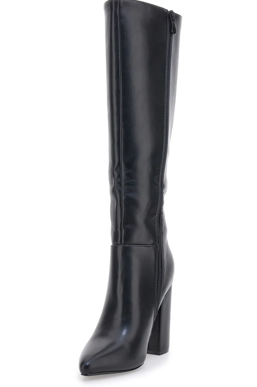 Schwarze kniehohe Stiefel mit hohem Absatz THE FIRST 500