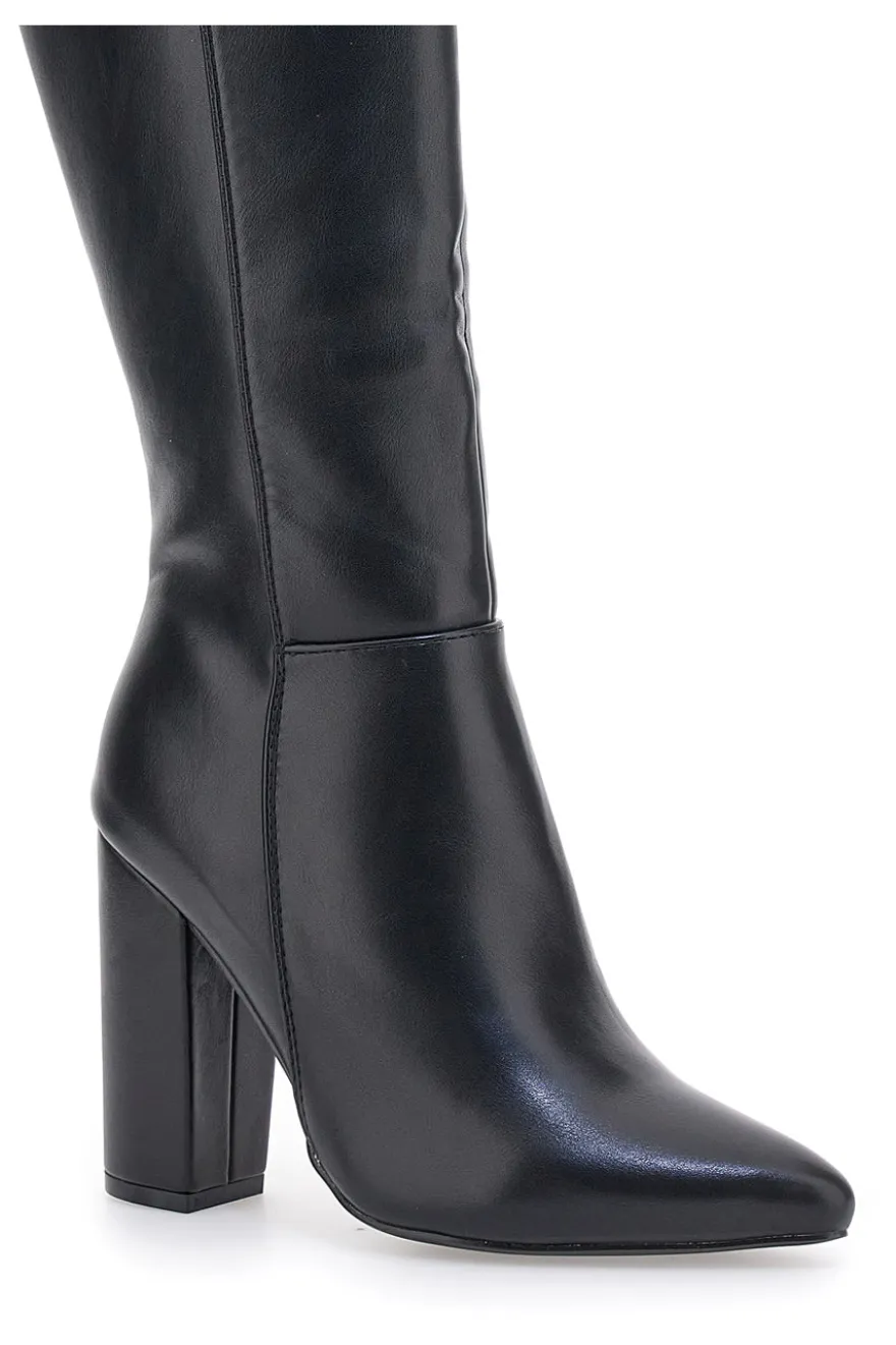 Schwarze kniehohe Stiefel mit hohem Absatz THE FIRST 500