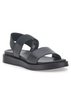 Schwarze Ledersandalen mit gekreuzten Riemen und elastischer Rückseite Pittarello Focus 28067