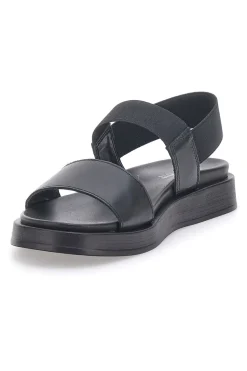 Schwarze Ledersandalen mit gekreuzten Riemen und elastischer Rückseite Pittarello Focus 28067