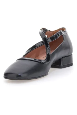 Schwarze Mary Jane Ballerinas mit niedrigem Absatz Pittarello C1516