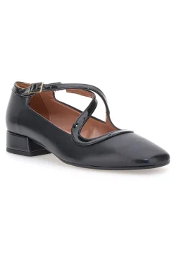 Schwarze Mary Jane Ballerinas mit niedrigem Absatz Pittarello C1516