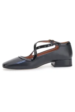 Schwarze Mary Jane Ballerinas mit niedrigem Absatz Pittarello C1516