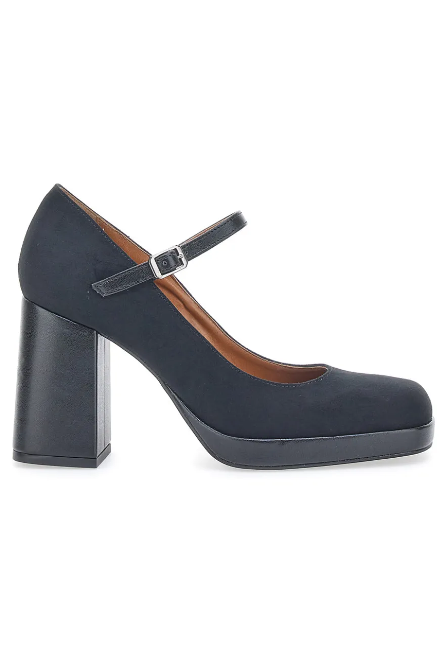 Schwarze Mary Jane-Pumps aus Pittarello Love 3337-Mikrofaser