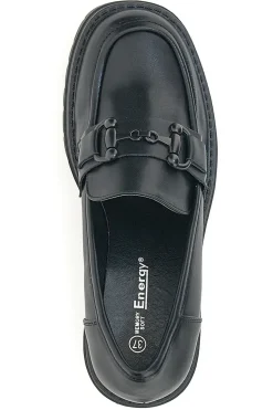 Schwarze Mokassins mit Absatz Energy 132
