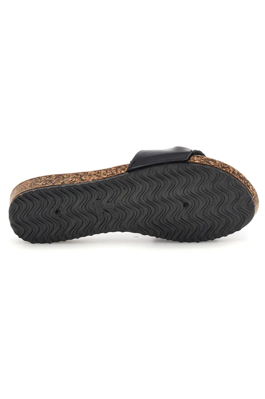 Schwarze Pantoffeln mit geknotetem Riemen Fun beach 18107