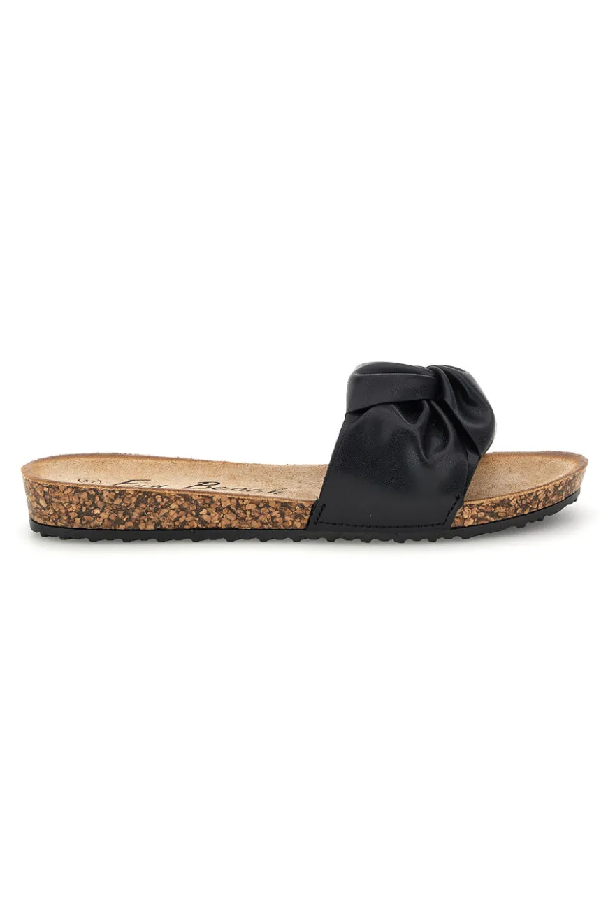 Schwarze Pantoffeln mit geknotetem Riemen Fun beach 18107
