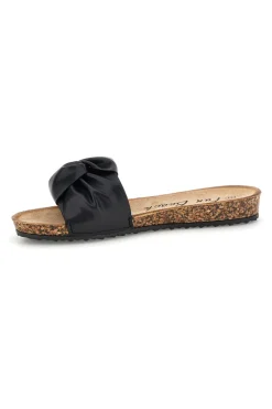 Schwarze Pantoffeln mit geknotetem Riemen Fun beach 18107
