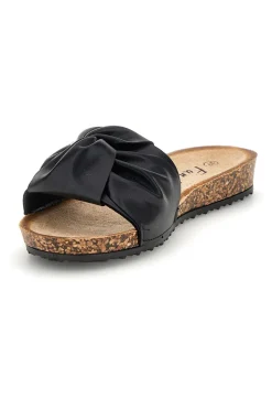 Schwarze Pantoffeln mit geknotetem Riemen Fun beach 18107