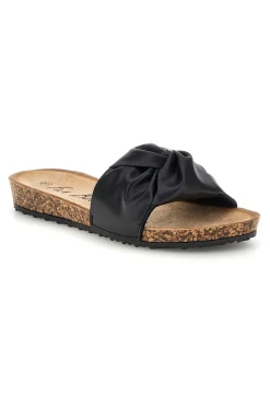 Schwarze Pantoffeln mit geknotetem Riemen Fun beach 18107